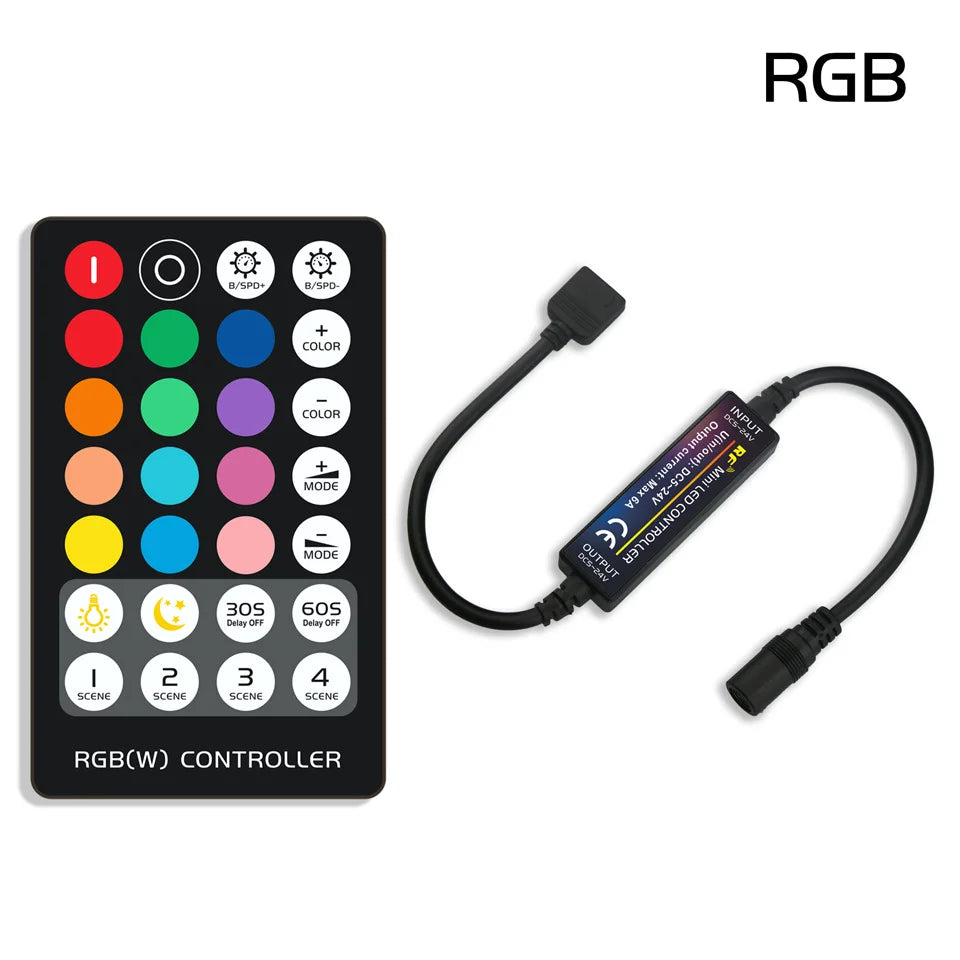 Dimmer for LED Strips and LED Signs| 14-28 Key Remote for RGB, RGBW, RGBCCT