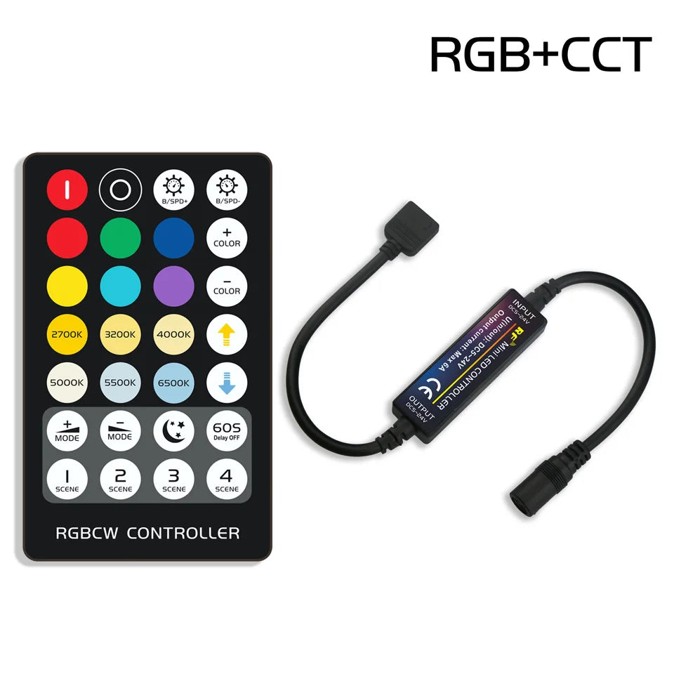 Dimmer for LED Strips and LED Signs| 14-28 Key Remote for RGB, RGBW, RGBCCT