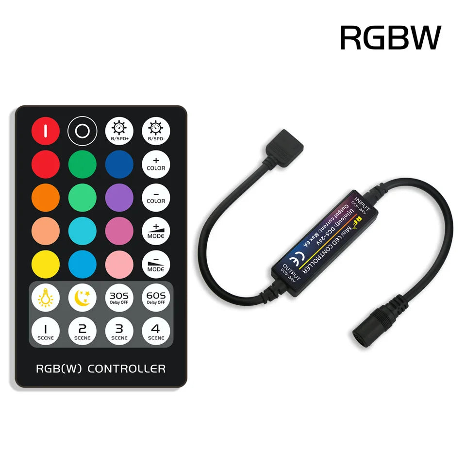 Dimmer for LED Strips and LED Signs| 14-28 Key Remote for RGB, RGBW, RGBCCT
