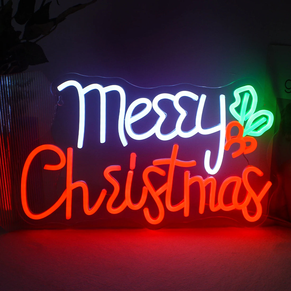Merry Christmas LED Neon Sign (USB-Powered, Dimmable, 42cm x 25cm)