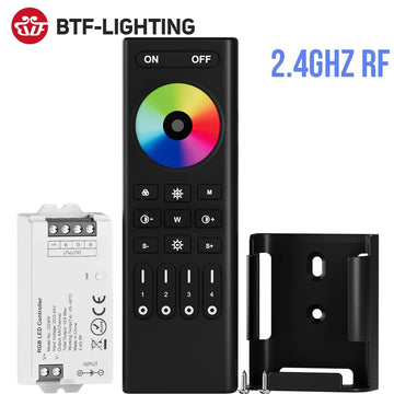Mini LED Controller Kit – 2.4GHz Remote for DIM, CCT, RGB, RGBW, RGBCCT LED Strips (DC 5V–24V)