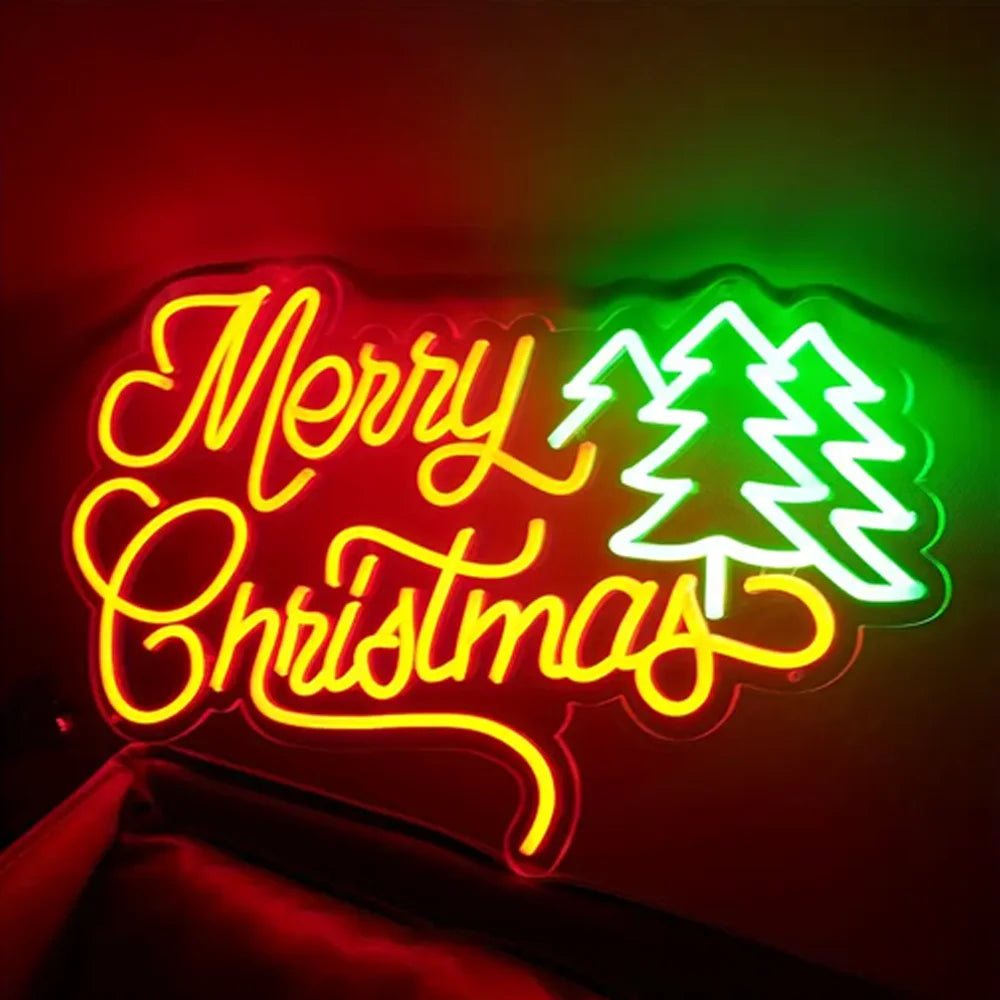 Merry Christmas LED Neon Sign (USB-Powered, Dimmable)