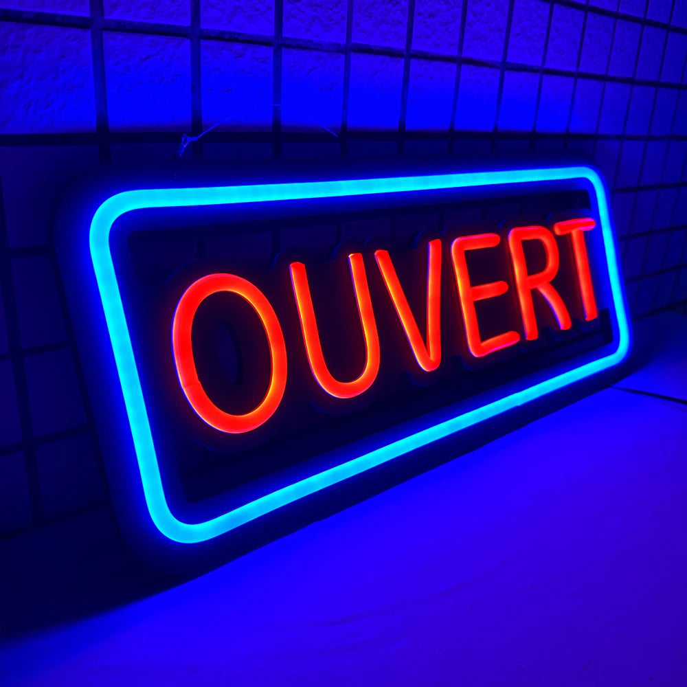 Open Sign ("Ouvert", 48cm x 20cm)