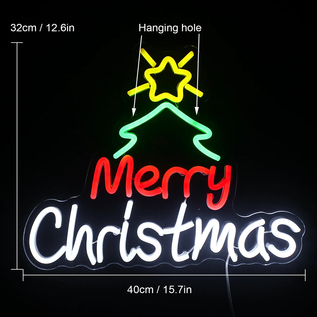 Merry Christmas Tree LED Neon Sign (USB-Dimmable)