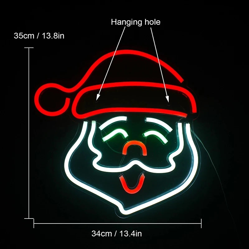Santa Claus LED Neon Sign (USB-Dimmable)
