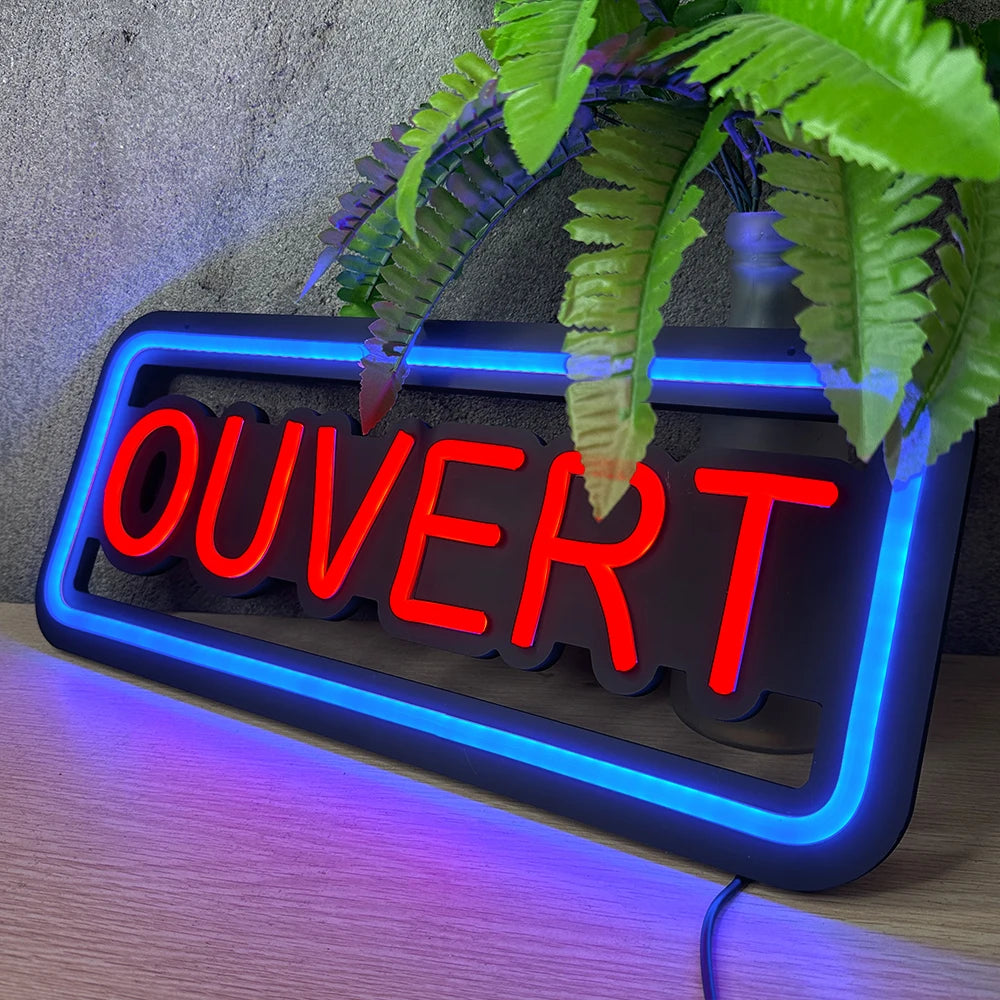 Open Sign ("Ouvert", 48cm x 20cm)