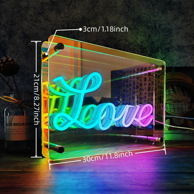 Mini Infinity Mirror "LOVE" USB-Powered - Neonific