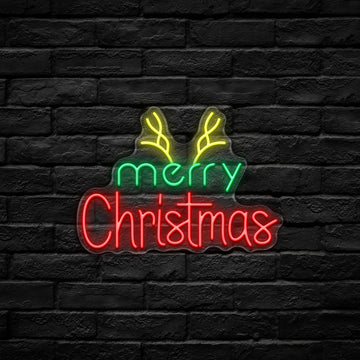 Merry Christmas LED Neon Sign (USB-Dimmable, 42cm x 29cm)