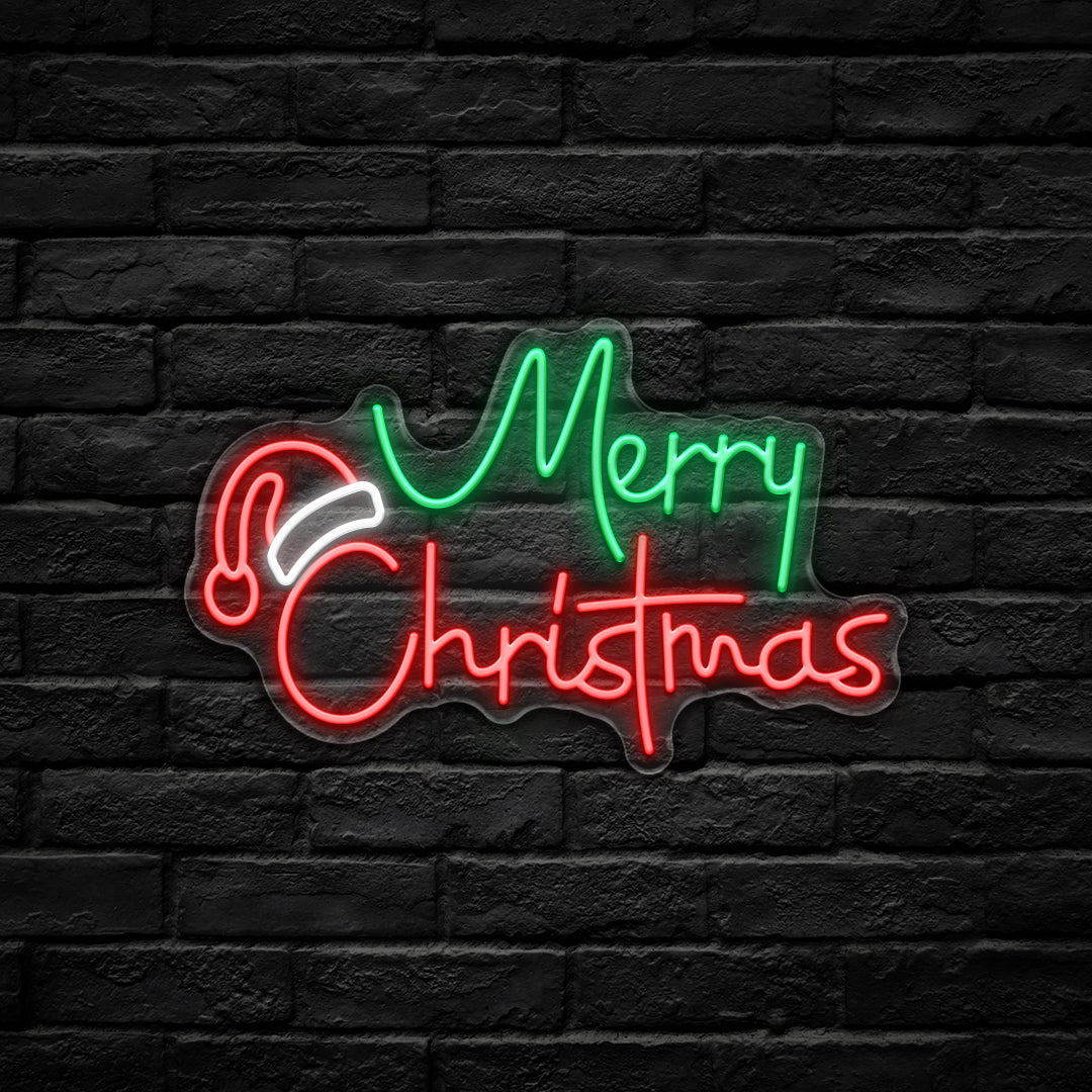 Merry Christmas LED Neon Sign (USB-Dimmable, 43cm x 26cm)
