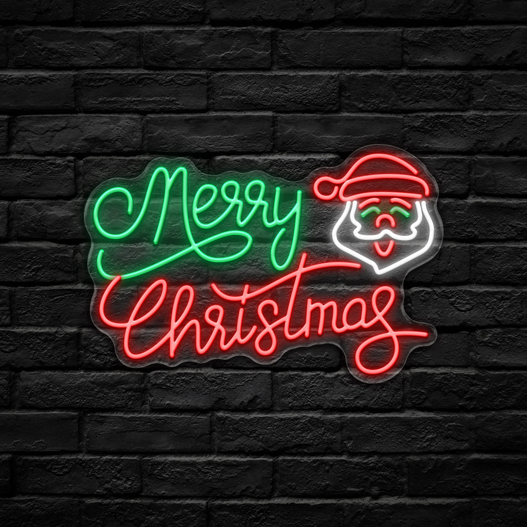 Merry Christmas with Santa Claus LED Neon Sign (USB-Dimmable 45cm x 28cm)