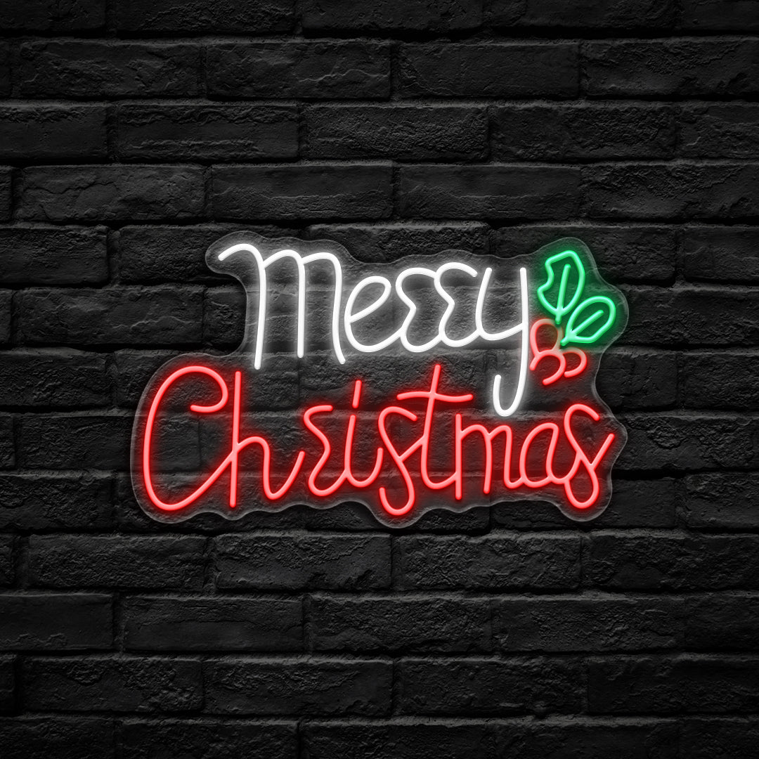Merry Christmas LED Neon Sign (USB-Powered, Dimmable, 42cm x 25cm)