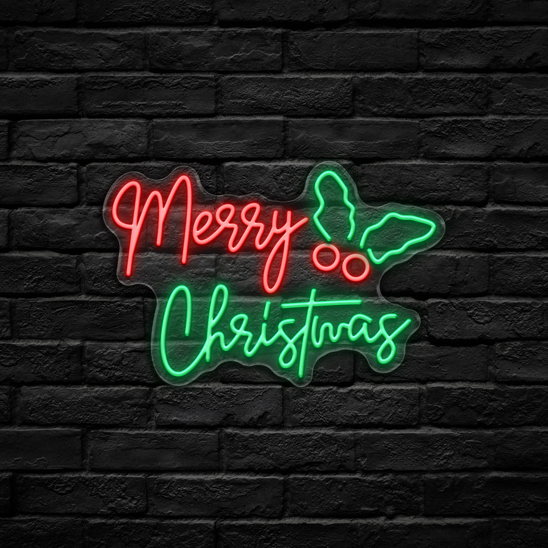 Merry Christmas LED Neon Sign (USB-Dimmable, 42cm x 30cm)