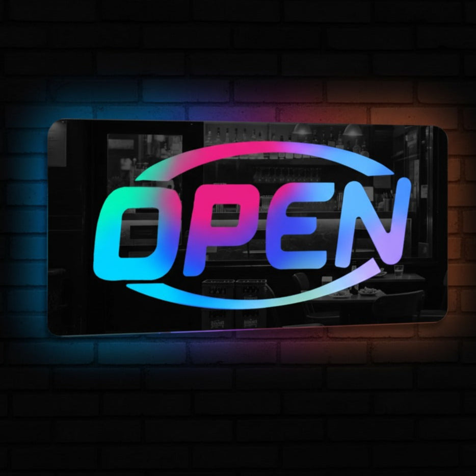 OPEN Sign Mirror RGB Multi colour