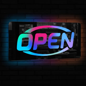 OPEN Sign Mirror RGB Multi colour