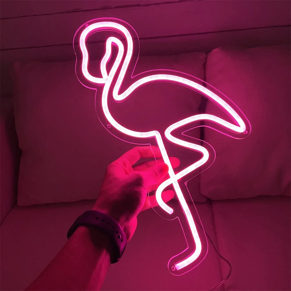 Flamingo LED Neon Sign – USB Powered (40cm × 22cm)