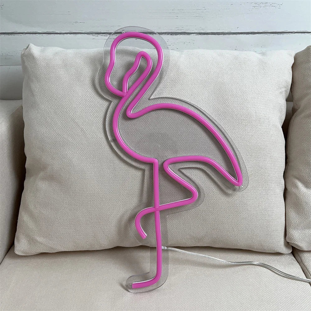 Flamingo LED Neon Sign – USB Powered (40cm × 22cm)