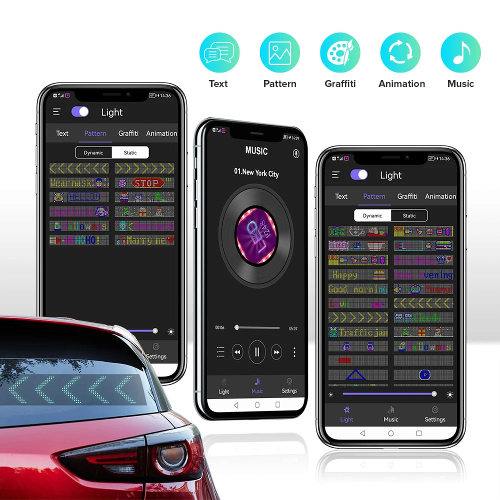 Panneau d'affichage matriciel LED flexible - RVB adressable, contrôle par application