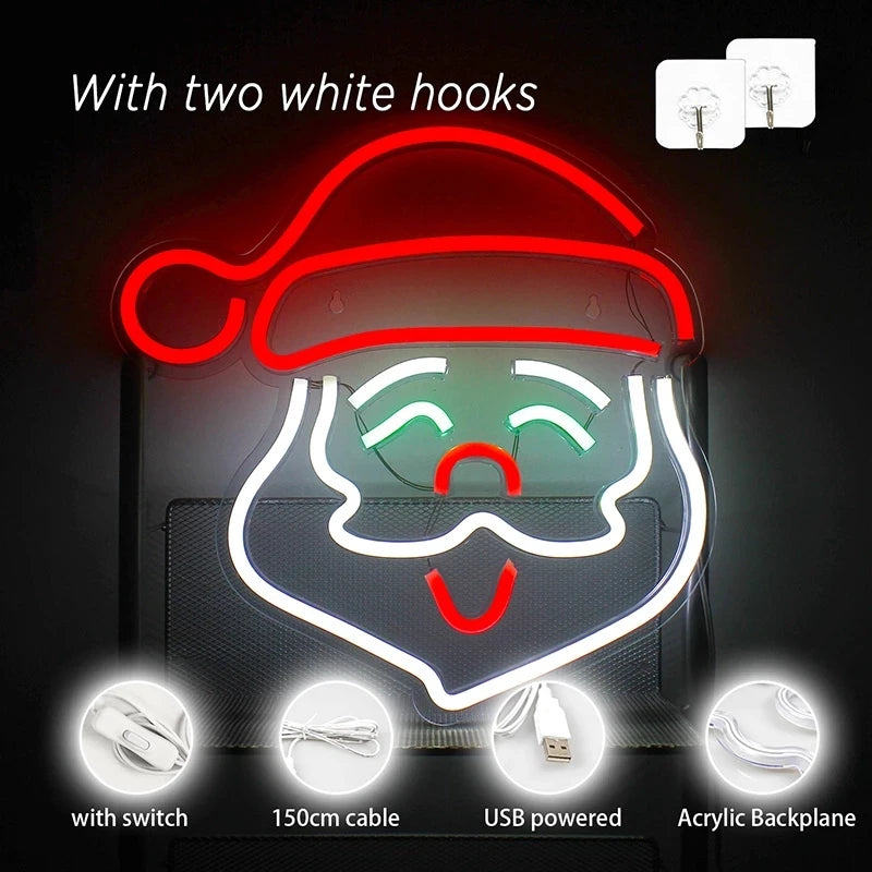 Santa Claus LED Neon Sign (USB-Dimmable)