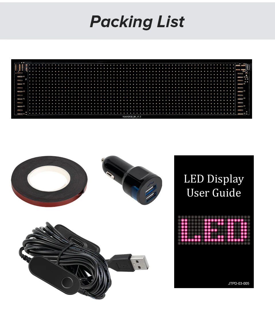 Panneau d'affichage matriciel LED flexible - RVB adressable, contrôle par application