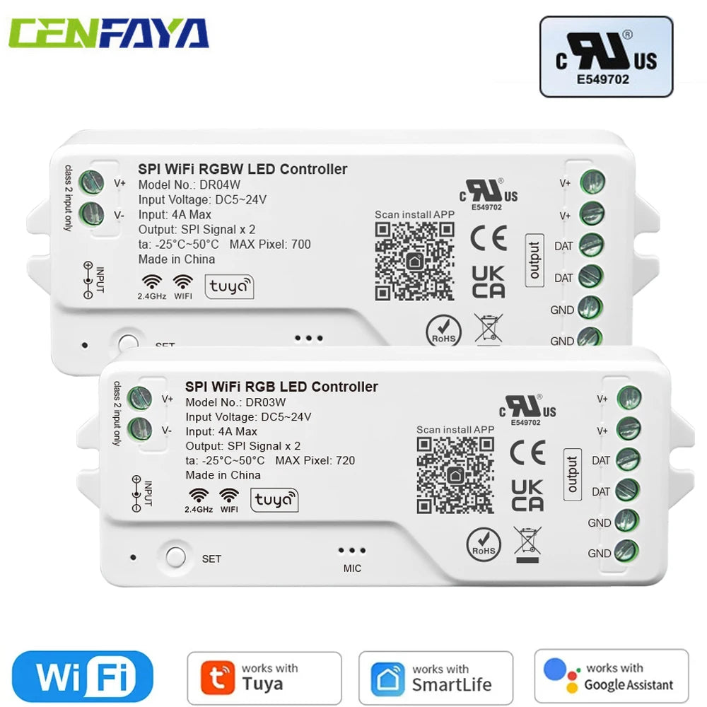 UL-Certified Tuya WiFi Addressable LED Controller – RGB/RGBW