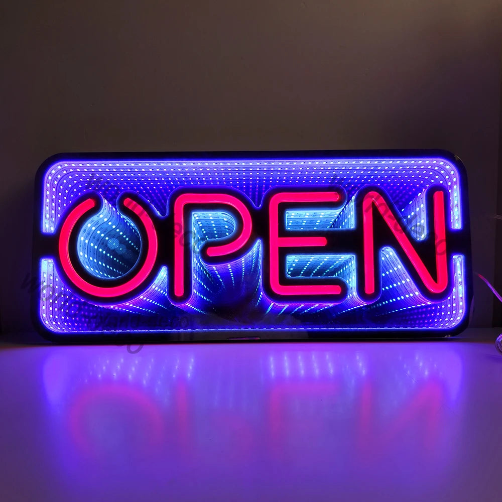 Open Sign (Infinity Mirror, Multi-colour)