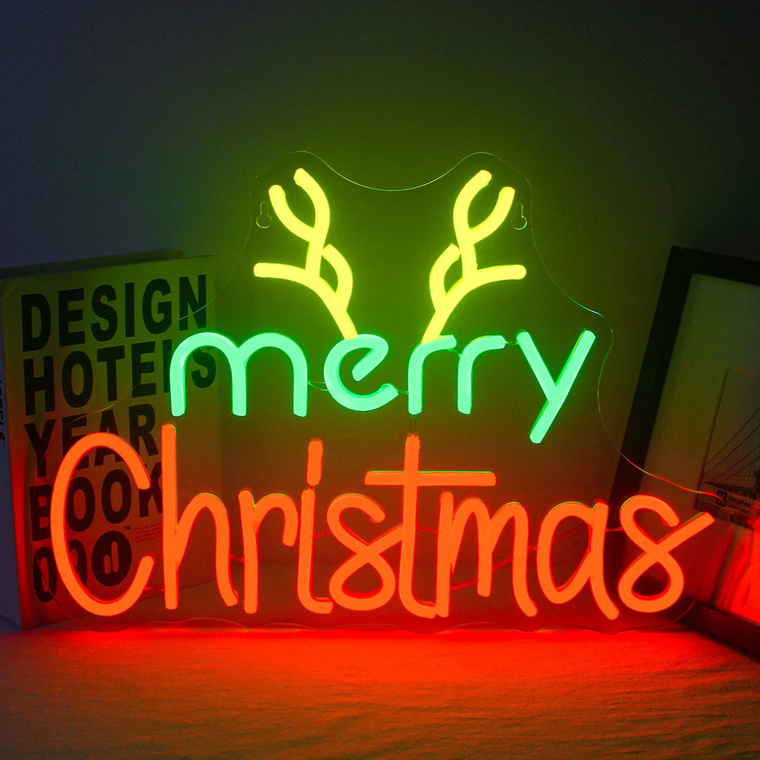 Merry Christmas LED Neon Sign (USB-Dimmable, 42cm x 29cm)