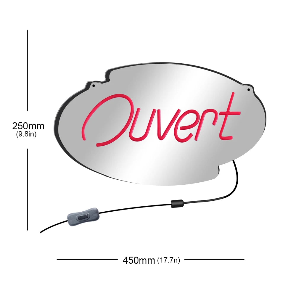 Panneau Ouvert (Miroir Infinity, "Ouvert", 45 cm x 25 cm) 