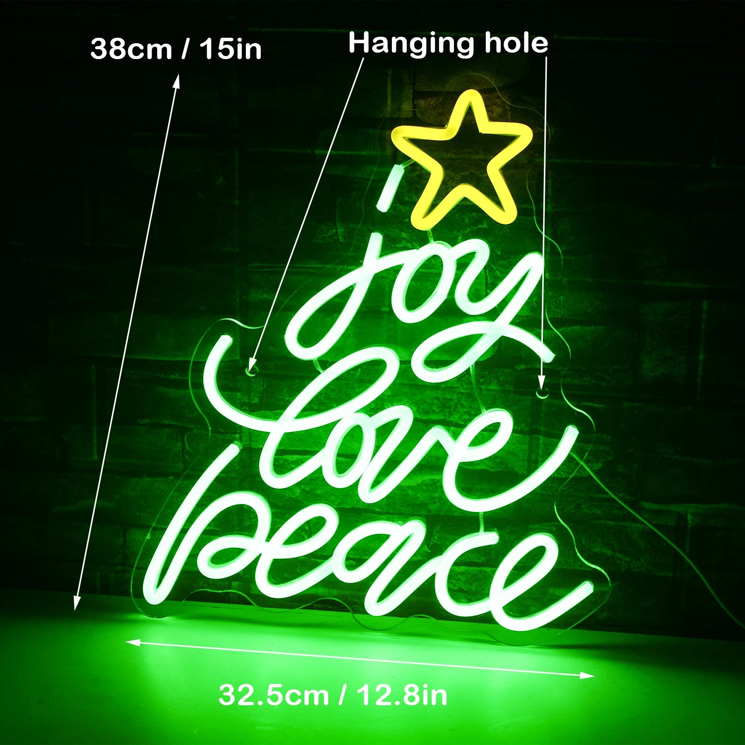 "Joy Love Peace" LED Neon Sign (USB-Dimmable)
