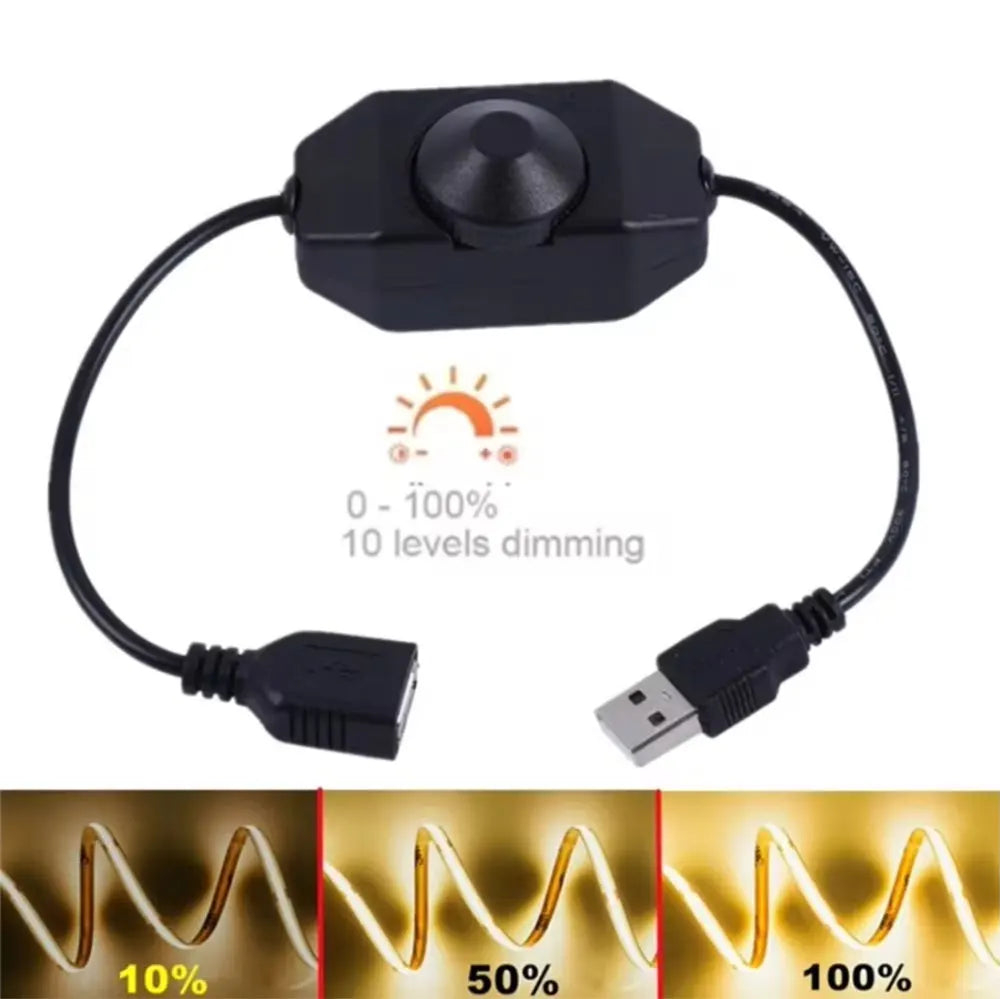 USB LED Dimmer – 5V Inline Brightness Control Switch for LED Light Strips