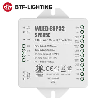 ETL-Listed SP805E WLED ESP32 LED Controller – WiFi & Music Sync