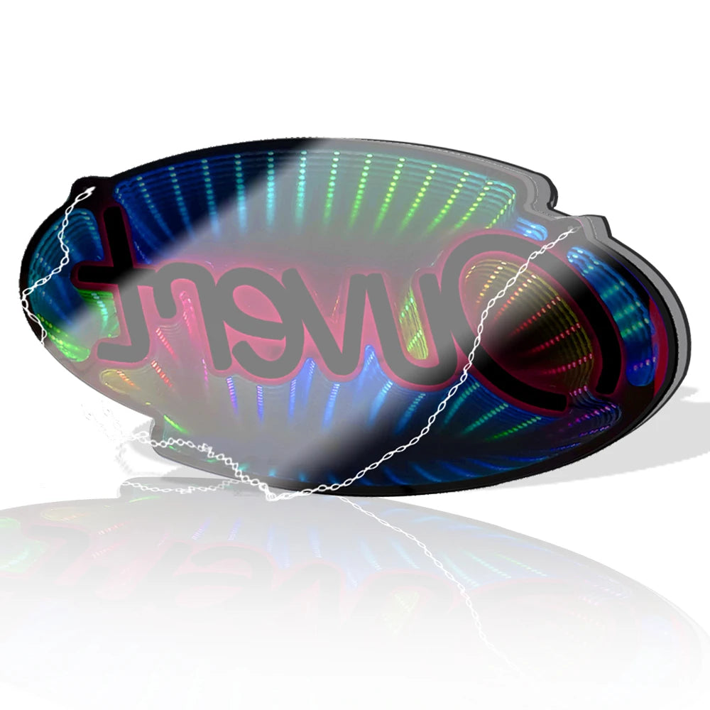 Panneau Ouvert (Miroir Infinity, "Ouvert", 45 cm x 25 cm) 