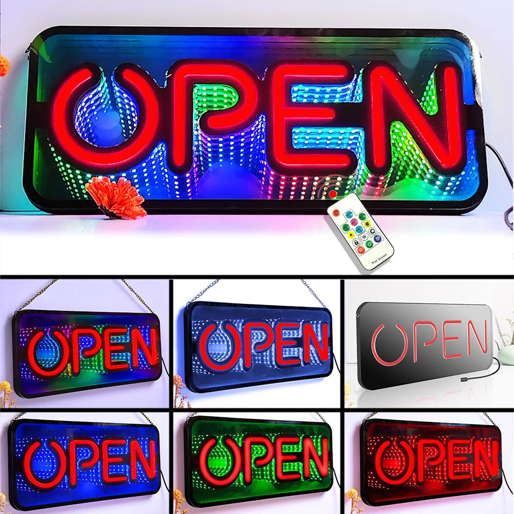 Open Infinity Open Sign (Infinity Mirror) – Neonific