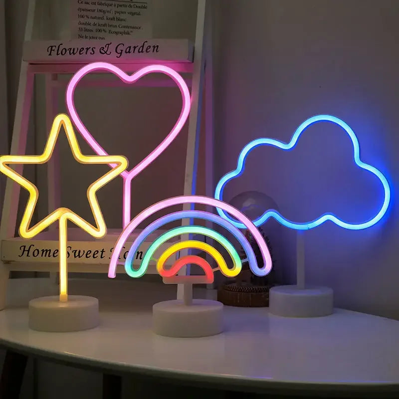 USB LED Neon Table Lamp Night Lights - Lightning