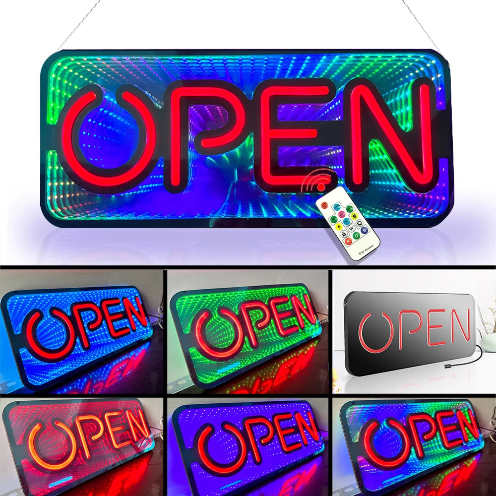 Open Sign (Infinity Mirror, Multi-colour)