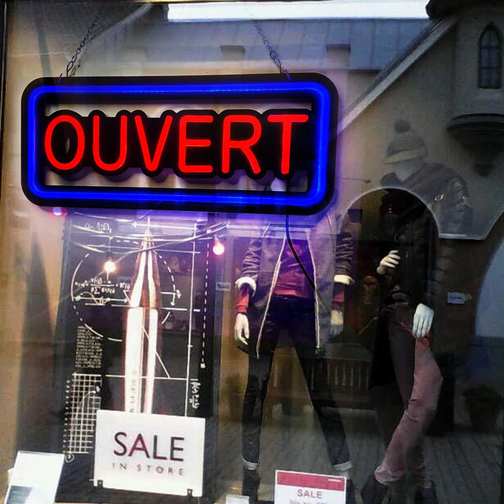 Open Sign ("Ouvert", 48cm x 20cm)