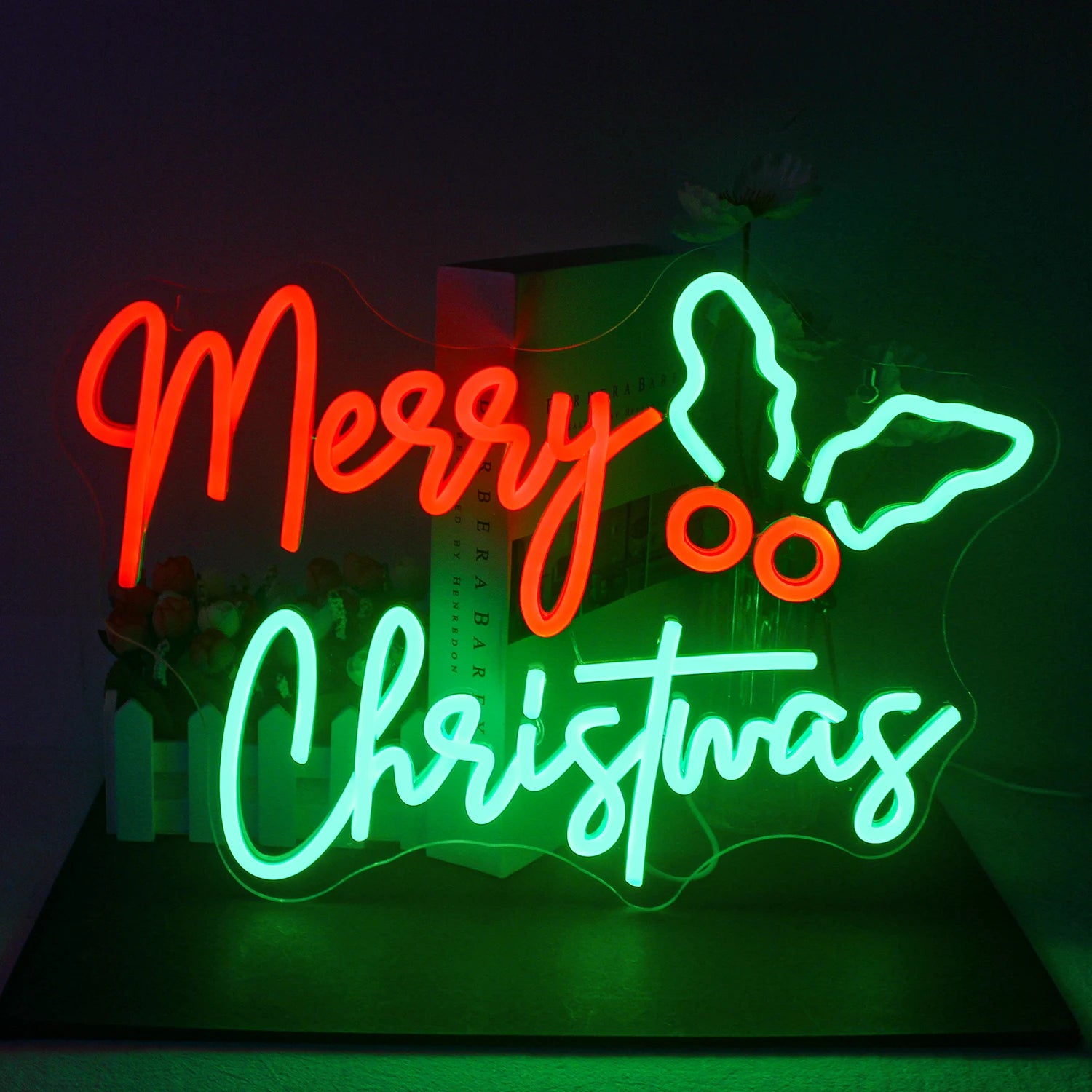 Merry Christmas LED Neon Sign (USB-Dimmable, 42cm x 30cm)