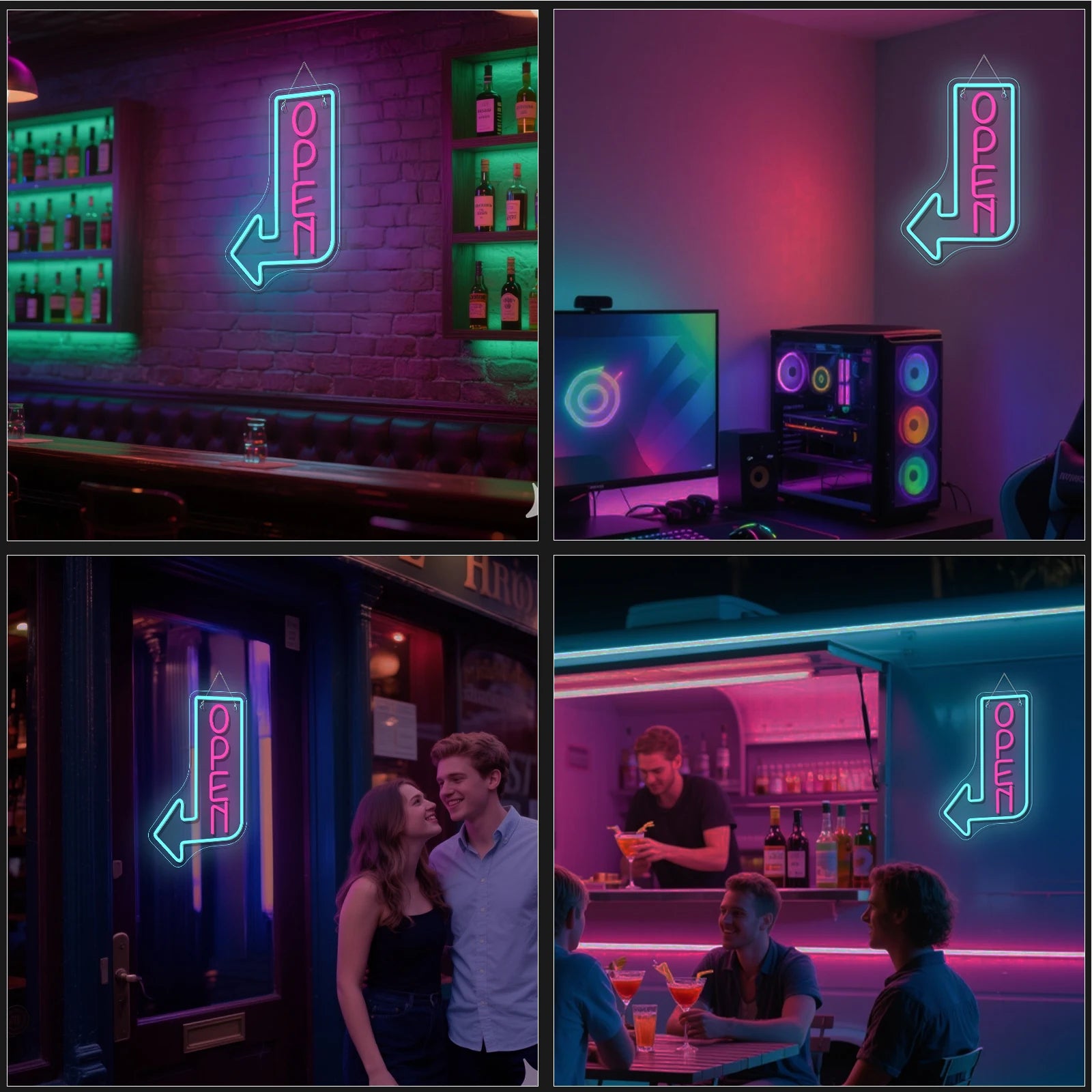Open Sign ("OPEN with Arrow", USB-Powered)