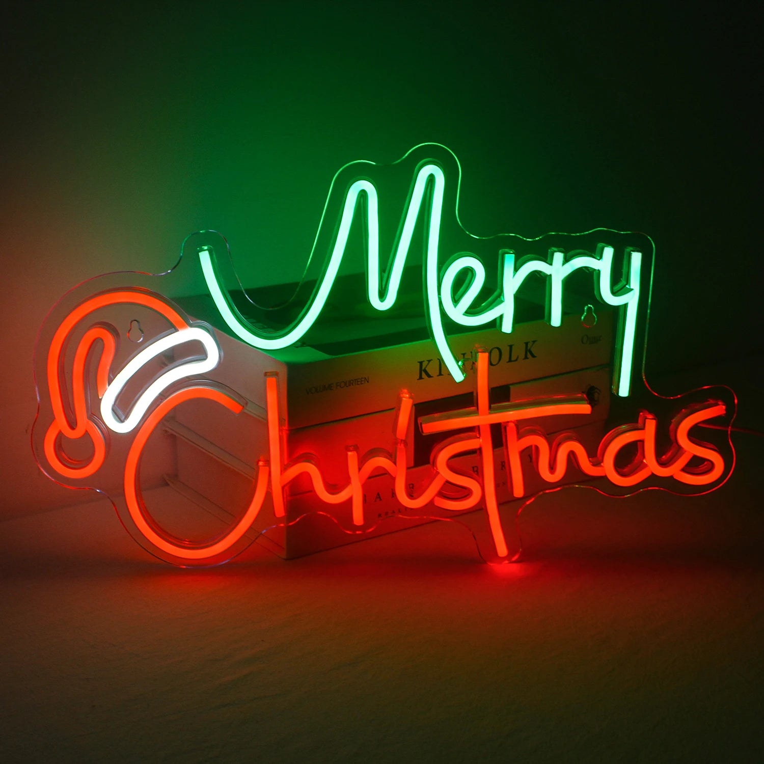 Merry Christmas LED Neon Sign (USB-Dimmable, 42cm x 27cm) with Star & X'Mas Tree
