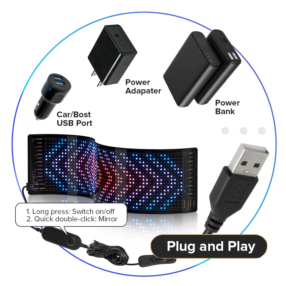 Panneau d'affichage matriciel LED flexible - RVB adressable, contrôle par application