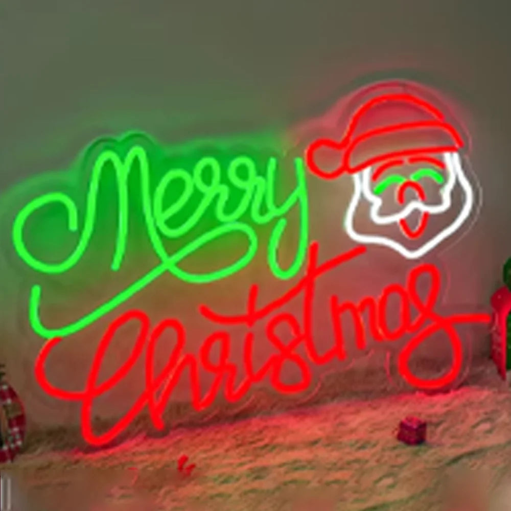 Merry Christmas with Santa Claus LED Neon Sign (USB-Dimmable 45cm x 28cm)