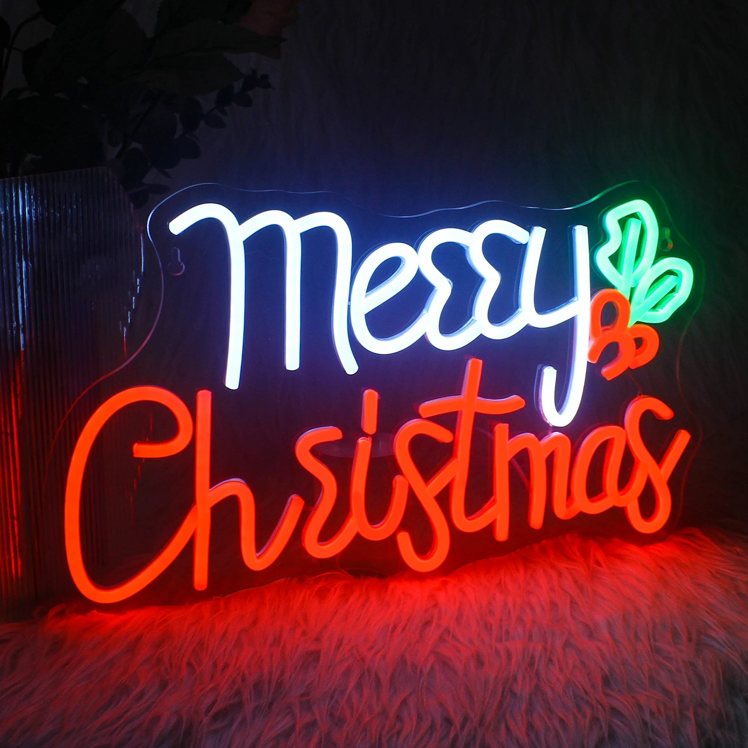 Merry Christmas LED Neon Sign (USB-Powered, Dimmable, 42cm x 25cm)