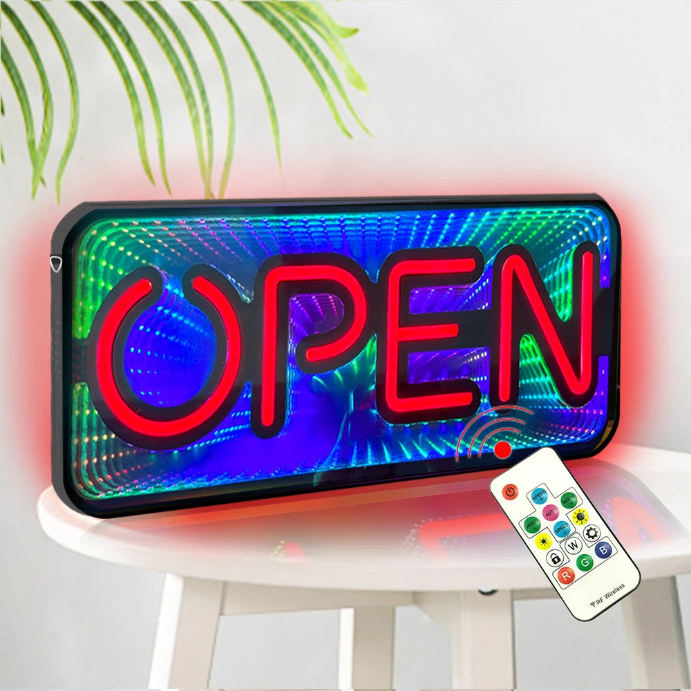 Open Sign (Infinity Mirror, Multi-colour)