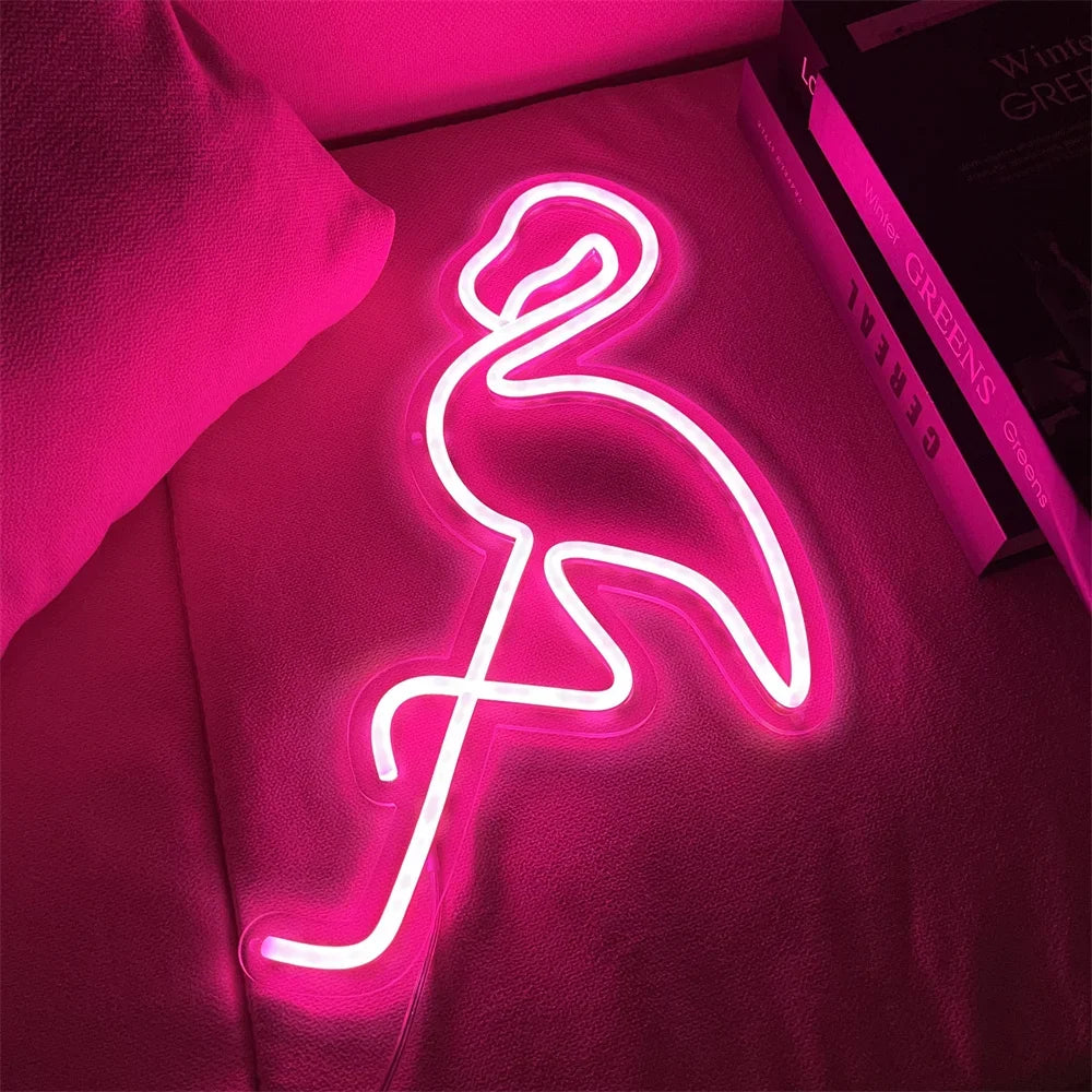 Flamingo LED Neon Sign – USB Powered (40cm × 22cm)