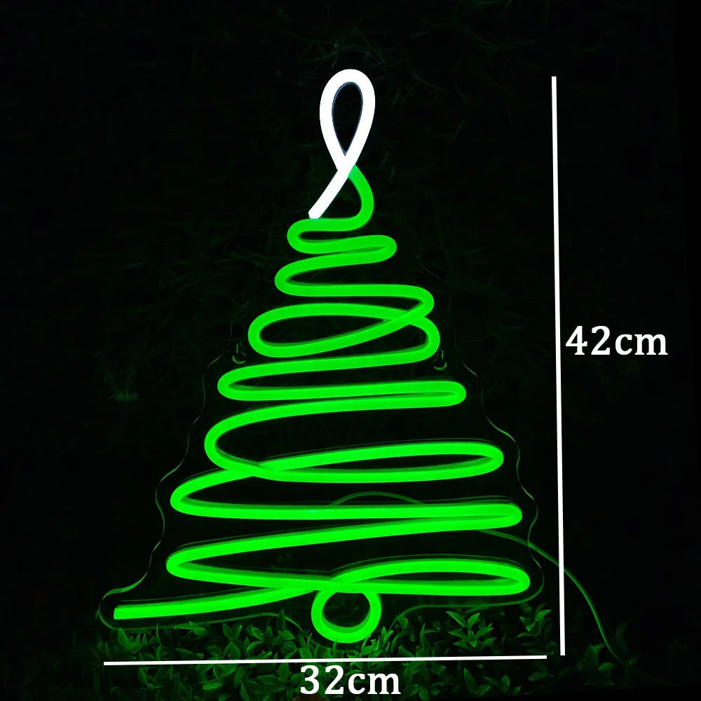 Christmas Tree LED Neon Lights Sign (USB-Dimmable 32cm x 42cm)