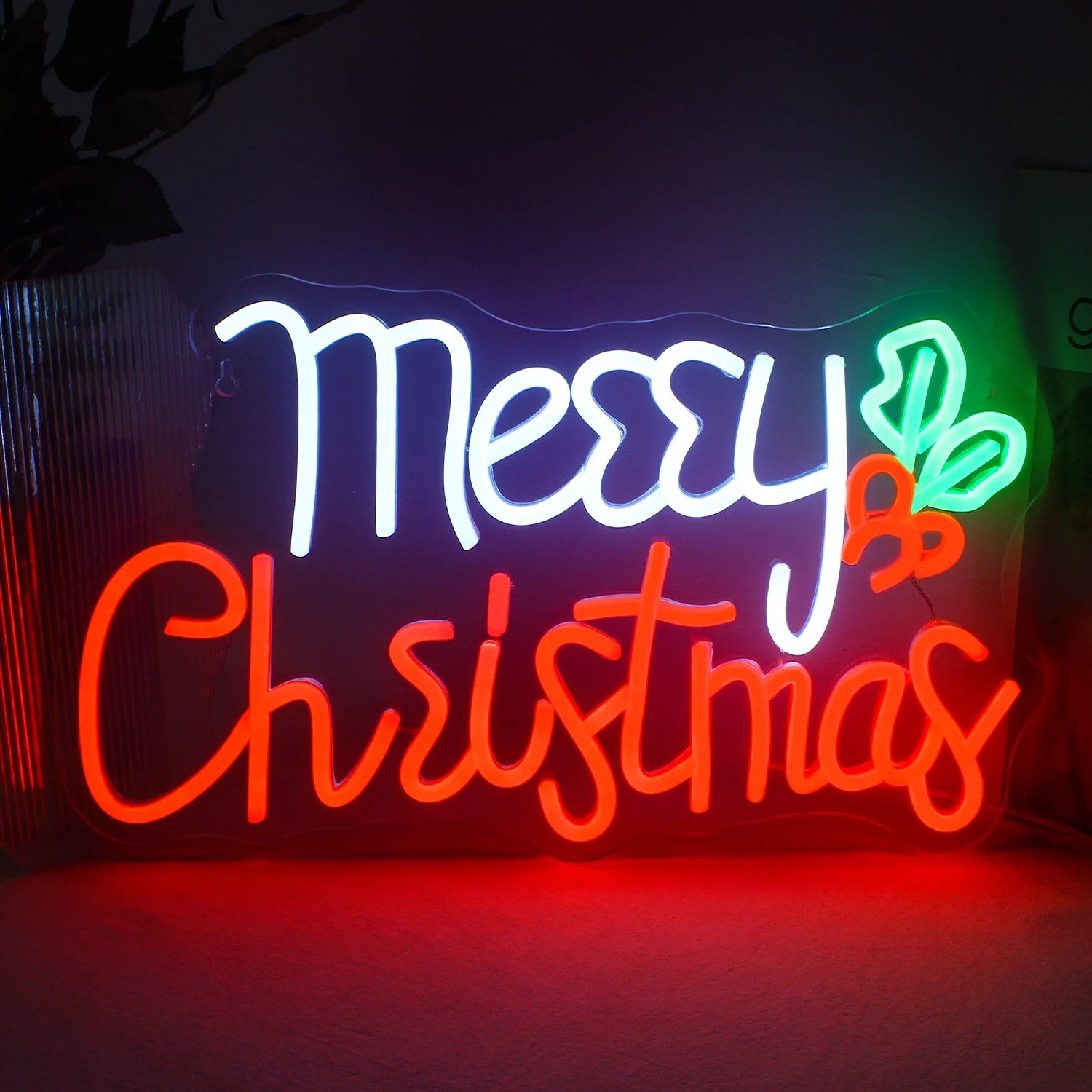 Merry Christmas LED Neon Sign (USB-Powered, Dimmable, 42cm x 25cm)