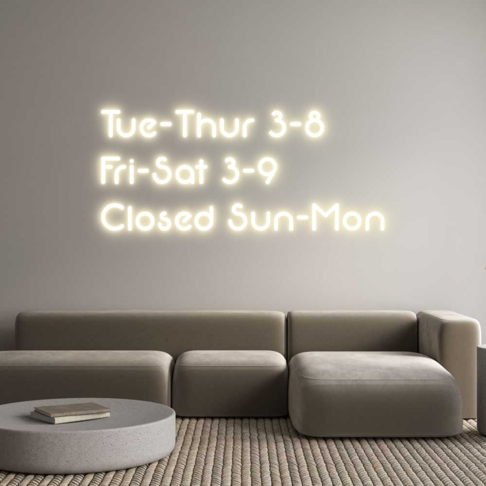 Custom LED Neon Sign: Tue-Thur 3-8 ... - Neonific - LED Neon Signs - -