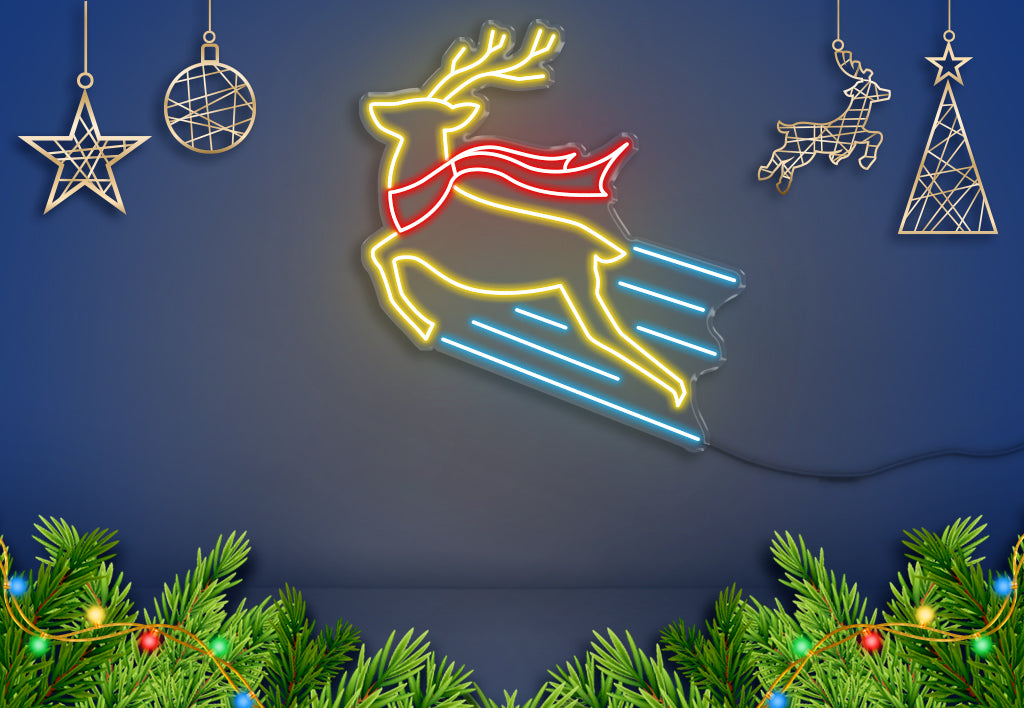 Reindeer in Christmas Scarf - Neonific