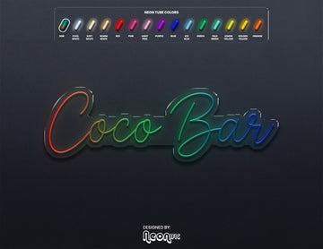 Custom LED Neon Sign "Coco Bar" (RGB, 50po, Exterieur)