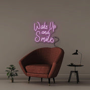 Wake Up and Smile - Neonific - LED Neon Signs - 24" (61cm) - Purple