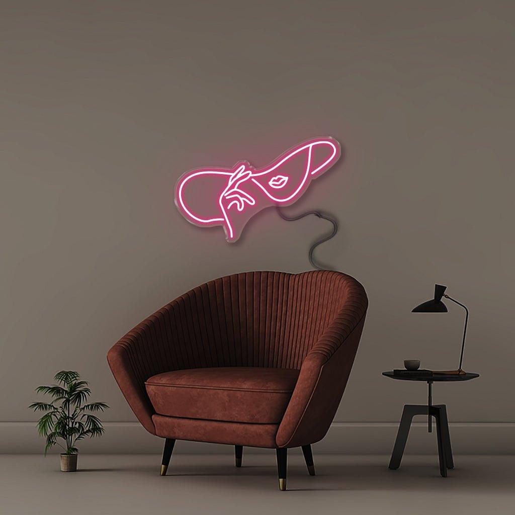 Woman in Hat - Neonific - LED Neon Signs - 30" (76cm) - Pink